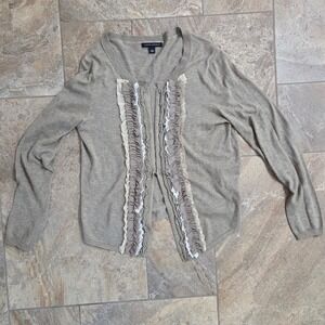 Banana Republic Ruffle Cardigan Sweater Knit Top Neutral Color‎ Size Large